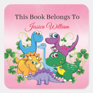 Custom Name Funny Dinosaur, leaves 4th Grade Square Sticker