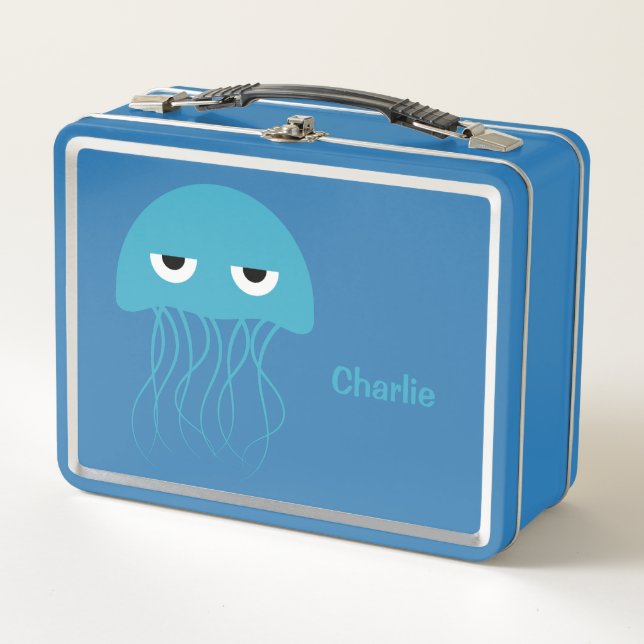 Custom Name Funny Jellyfish Metal Lunch Box (Front)