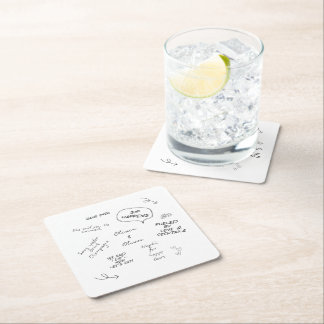 Custom name, funny love note handwriting wedding square paper coaster