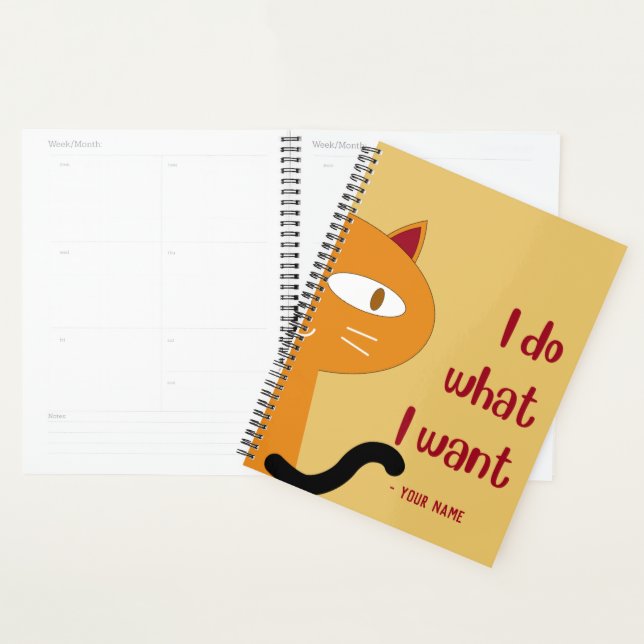 Custom Name Funny Lovely Cat Lover Attitude Planner (Display)