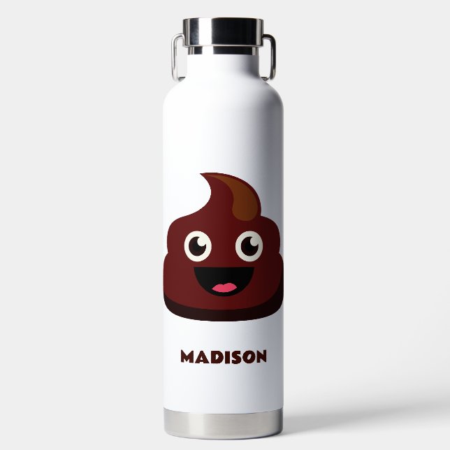 Custom Name Funny POOP Water Bottle (Front)