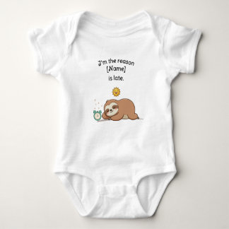 Custom Name Funny Sloth - I’m the Reason We’re Lat Baby Bodysuit