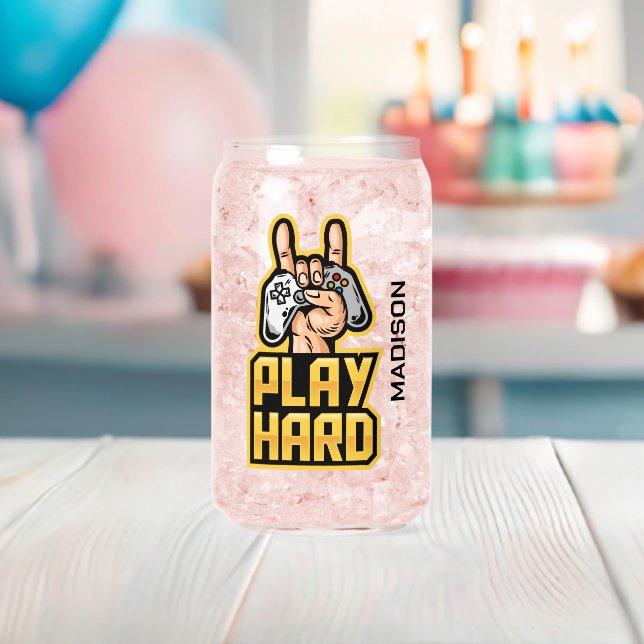 Custom name Gamer Can Glass (Insitu (Baby Shower))