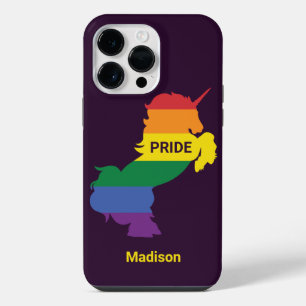 Custom Name Gay Unicorn iPhone 14 Pro Max Case