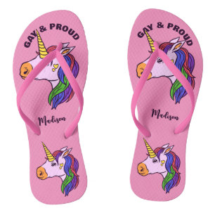 Custom Name Gay Unicorn Jandals