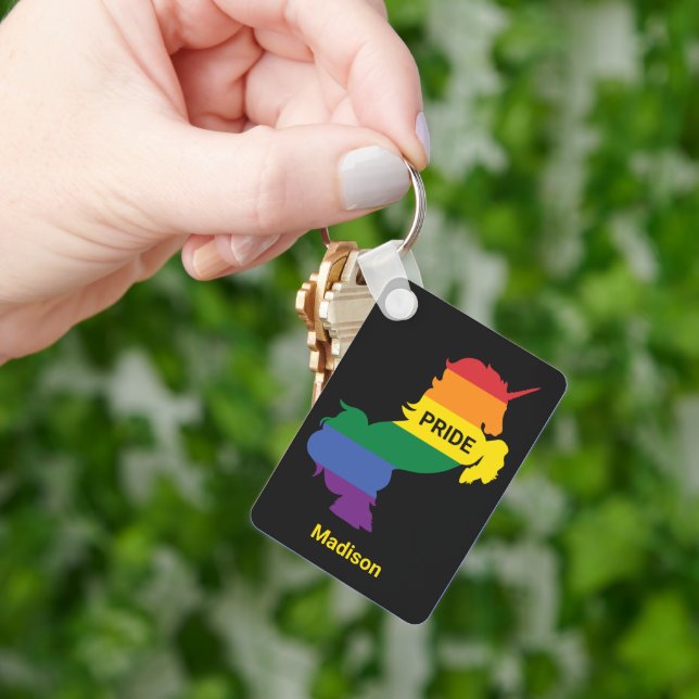 Custom Name Gay Unicorn Key Ring (Hand)
