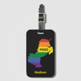 Custom Name Gay Unicorn Luggage Tag