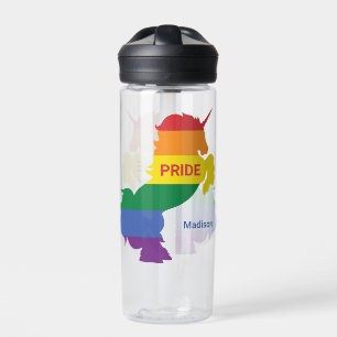 Custom Name Gay Unicorn Water Bottle