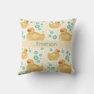 Custom Name Gender Neutral Duck Throw Pillow