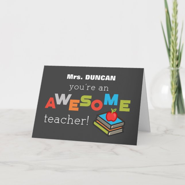 Custom Name General Teacher Appreciation Day Books Card (Front)