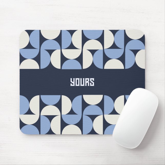 Custom Name Geometric Arch Mouse Pad | Navy (With Mouse)