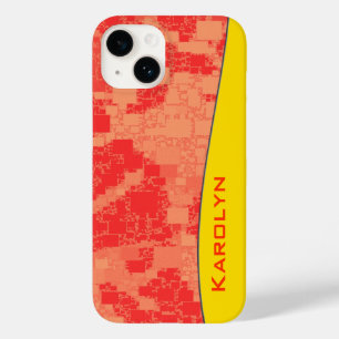 Custom Name Geometric Tangerine Zeal Abstract Case-Mate iPhone 14 Case