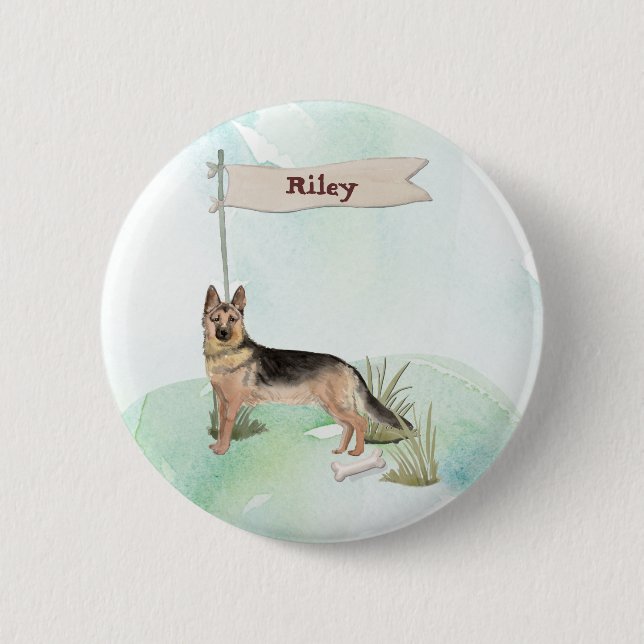 Custom Name German Shepherd Pet Dog 6 Cm Round Badge (Front)