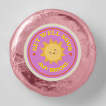 Custom name get well soon text sun on purple