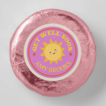 Custom name get well soon text sun on purple