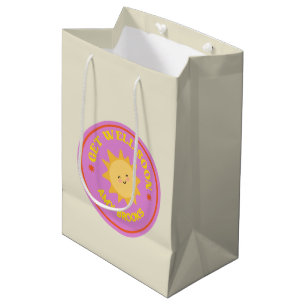 Custom name get well soon text sun on purple medium gift bag