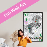 Custom Name Giant Horse Floral Colouring Posters