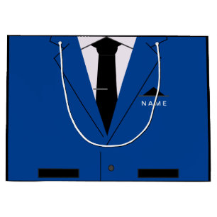 Custom Name Gift Bag with Blue Suit with Necktie