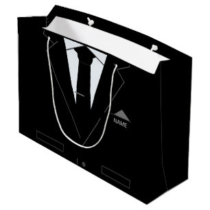 Custom Name Gift Bag with Business Black Suit