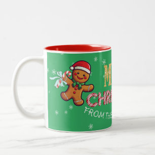 Custom Name Gingerbread Man Merry Christmas Two-Tone Coffee Mug