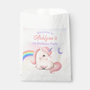 Custom Name Girls Pastel Rainbow Unicorn Favour Bags