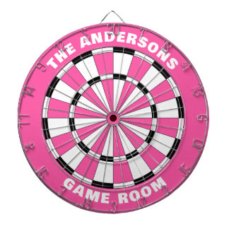 Custom Name Girls Pink Black Dartboard