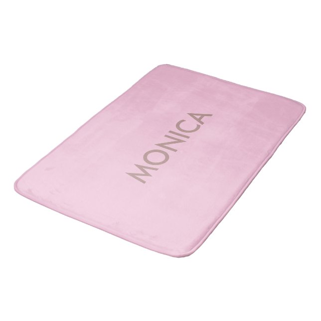 Custom name girly pink bath mat (Angled)
