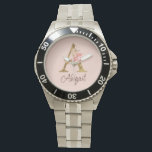 Custom Name Gold Foil Blush Pink Roses Letter A Watch<br><div class="desc">Custom Name Gold Foil Blush Pink Roses Letter A design features a stylish floral monogram with elegant shimmer—perfect for feminine themes,  romantic occasions,  and personalised name customisation. Click 'Personalise' to customise with your name or a loved one’s.</div>