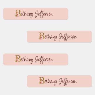 Custom Name Gold Foil Blush Pink Roses Letter B