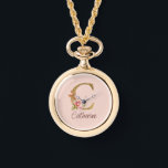 Custom Name Gold Foil Blush Pink Roses Letter C Watch<br><div class="desc">Custom Name Gold Foil Blush Pink Roses Letter C design highlights a graceful floral monogram with soft golden accents—perfect for chic personalisation,  romantic aesthetics,  and meaningful name customisation. Click 'Personalise' to add your name or a loved one’s.</div>