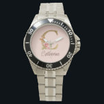 Custom Name Gold Foil Blush Pink Roses Letter C Watch<br><div class="desc">Custom Name Gold Foil Blush Pink Roses Letter C design highlights a graceful floral monogram with soft golden accents—perfect for chic personalisation,  romantic aesthetics,  and meaningful name customisation. Click 'Personalise' to add your name or a loved one’s.</div>