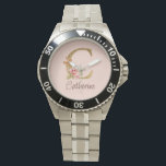 Custom Name Gold Foil Blush Pink Roses Letter C Watch<br><div class="desc">Custom Name Gold Foil Blush Pink Roses Letter C design highlights a graceful floral monogram with soft golden accents—perfect for chic personalisation,  romantic aesthetics,  and meaningful name customisation. Click 'Personalise' to add your name or a loved one’s.</div>