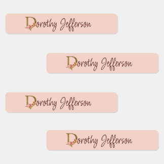 Custom Name Gold Foil Blush Pink Roses Letter D