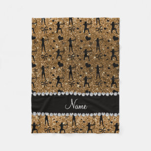 Custom name gold glitter archery fleece blanket