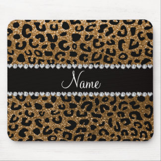 Custom name gold glitter cheetah print mouse pad