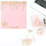 Custom Name Gold Glitter Drips Stars Unicorn Notepad<br><div class="desc">Custom Name Gold Glitter Drips Stars Unicorn</div>