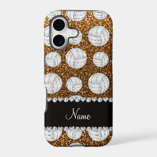 Custom name gold glitter volleyballs