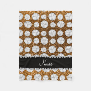Custom name gold glitter volleyballs fleece blanket