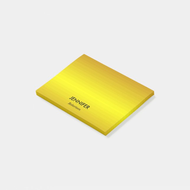 Custom name gold gradient post-it notes (Angled)