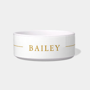 Custom Name Gold Script Simple Minimalist Pet Bowl