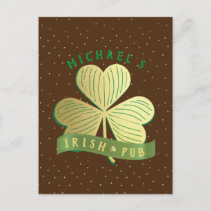 Custom Name Gold Shamrock St Patrick's Day Postcard