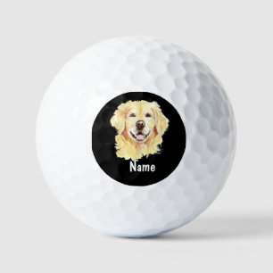 Custom Name Golden Retriever Dog Pet Animal Golf Balls
