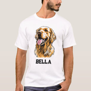 Custom Name Golden Retriever Dog Portrait Funny  T-Shirt