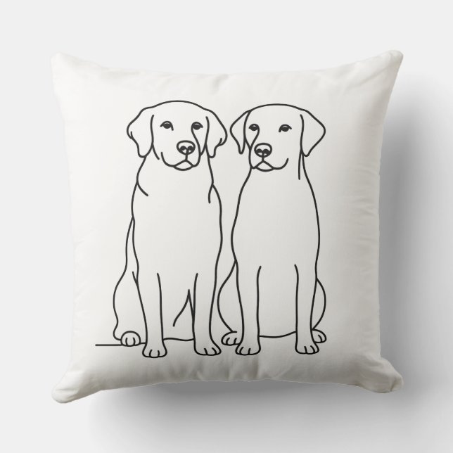 Custom Name Golden Retriever & Labrador Minimalist Cushion (Back)