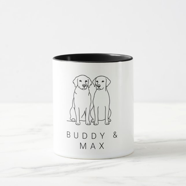 Custom Name Golden Retriever & Labrador Minimalist Mug (Center)