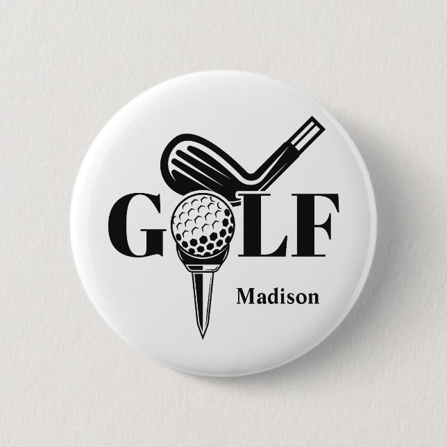 Custom Name Golf 6 Cm Round Badge (Front)