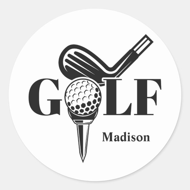 Custom Name Golf Classic Round Sticker (Front)