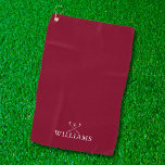 Custom Name Golf Clubs Burgundy Red Golf Towel<br><div class="desc">Personalise the name in classic typography to create a unique golf gift and keepsake for any golfer. Designed by Thisisnotme©</div>