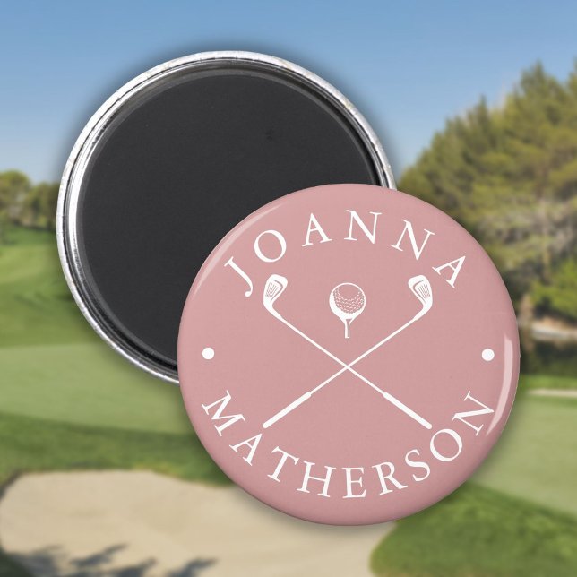 Custom Name Golf Clubs Dusty Rose And White Magnet (Custom Name Golf Clubs Dusty Rose And White Magnet)