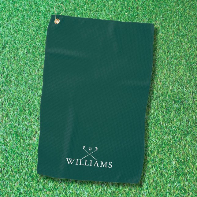 Custom Name Golf Clubs Emerald Green Towel (Creator Uploaded)